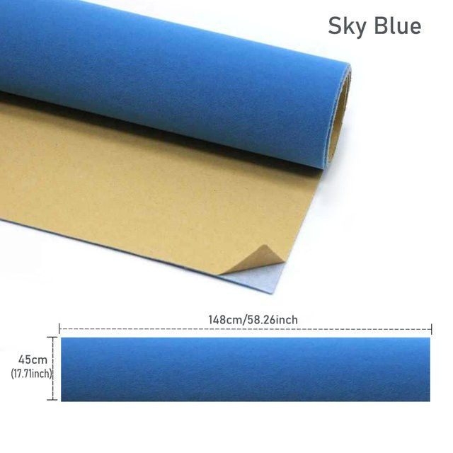 Selbstklebende Samtstoffbögen von xiaolang, beflockter Vliesfilz in Sky Blue und Beige für Schmuckschatullen-Auskleidung und DIY-Bastelarbeiten, B: 45 cm, L: 148 cm - Bild 1