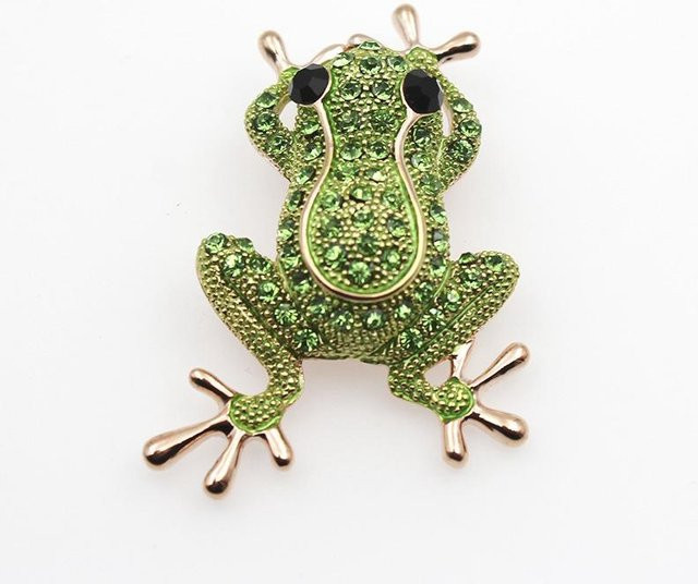 Brosche Frosch, Grüne Kristall, Roségold, Damen - Bild 1