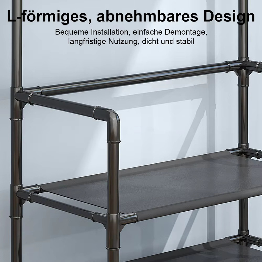 LONENESSL Mehrschichtiges Schuhregal und Hutregal aus Metall in Schwarz Matt, Freistehender Organizer für das Wohnzimmer - Bild 4