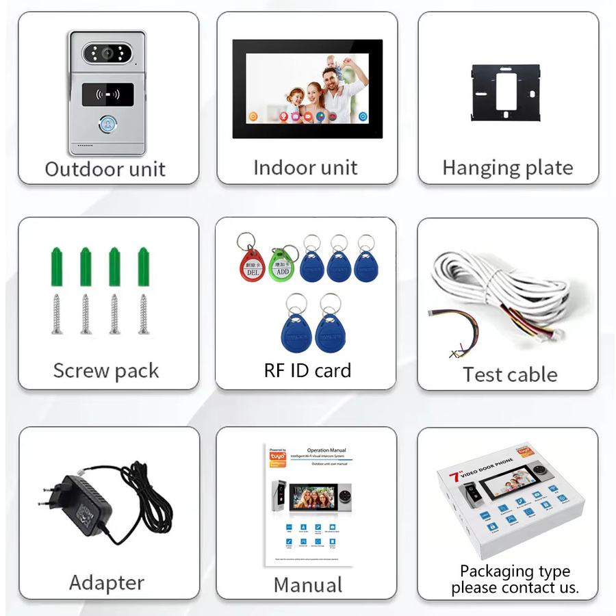 LUCKING DOOR AHD8 Drahtloses WLAN-Video-Türklingelsystem mit 7-Zoll-Touchscreen und 1080P-Video-Gegensprechanlage - Bild 3