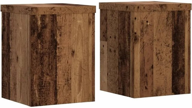 vidaXL Pflanzenständer 2er Set in Altholz-Optik aus Holzwerkstoff, Farbe: Braun, B/T/H: 15 x 15 x 20 cm - Bild 1