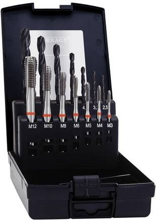 Exact 43695 Maschinengewindebohrer-Set 14teilig metrisch M1-M12 HSS-E Cobalt Silber - Bild 1