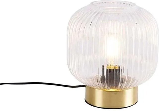 QAZQA Art-Deco-Tischleuchte Karel aus Messing und Glas in Gold/Transparent, dimmbar, E27, Höhe: 22,0 cm, Breite: 25,0 cm, Tiefe: 20,0 cm - Bild 1