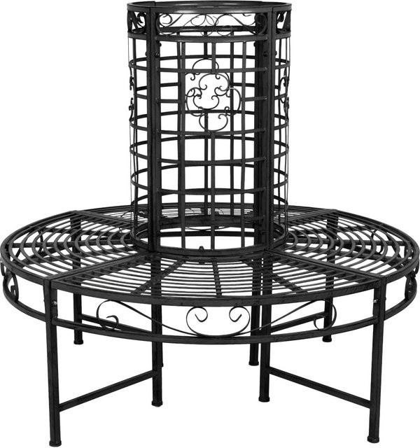 DELUKE Baumbank ODIN Gartenbank aus Stahl in Schwarz, wetterfest für Garten und Terrasse, B/T/H: 112 x 121 x 121 cm - Bild 1