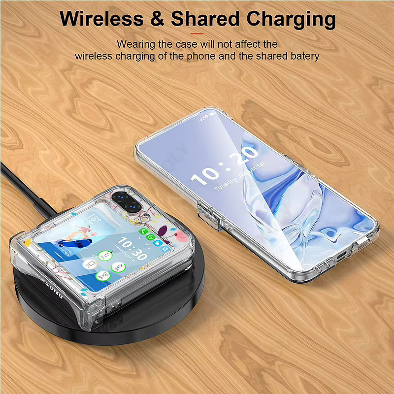 Stoßfeste Hard Cover Schutzhülle mit Blumenmuster für Samsung Galaxy Z Flip 4, Z Flip 5 und Z Flip 6 in Transparent - Bild 2