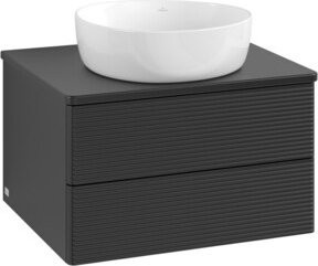 V&B Waschtischunterschrank Antao mit Frontstruktur und Beleuchtung, Farbe: Blau lackiert, B/T/H: 60 x 36 x 50 cm - Bild 1