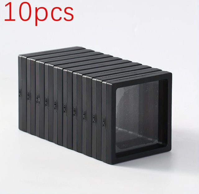 10 Stück Yiran Bag Schmuckverpackungsboxen mit schwebender Präsentation, transparent und grau, B/T/H: 7 x 7 x 7 cm - Bild 1