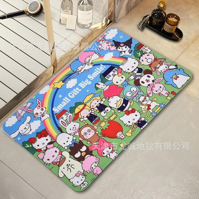 Saugfähige Badezimmer Matte aus Diatomeenschlamm mit Melodie Cartoon Design von Yiran Furniture, rutschfest, B/B: 40 x 60 cm, Mehrfarbig - Bild 1