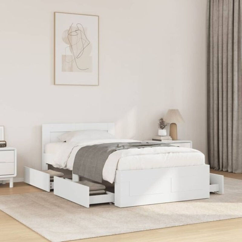 Vidaxl Funktionsbett mit Kopfteil aus Holzwerkstoff in Weiß, B/T/H: 75 x 190 cm - Bild 1