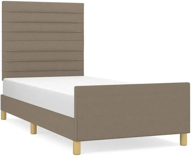 vidaXL Bettgestell mit Kopfteil aus Stoff in Taupe, B/T/H: 80 x 200 cm - Bild 1