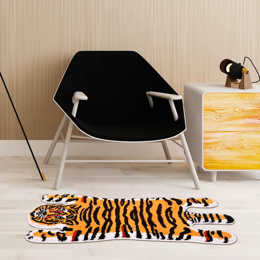 VIKAMA Badezimmermatte mit Cartoon-Tiger-Design, rutschfest und saugfähig, orange - Bild 4