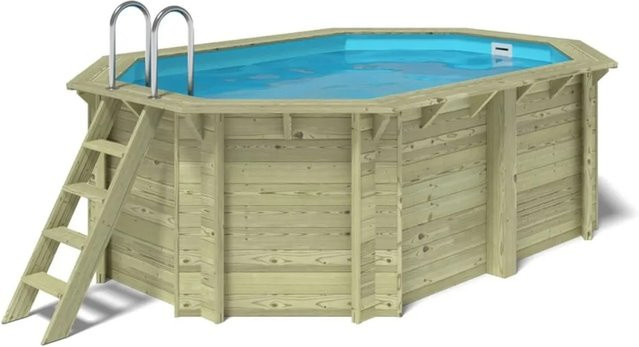 ALTANKA Holzpool Nemo achteckig aus Kiefernholz in Grün, B: 430 cm, T: 430 cm, H: 131 cm - Bild 1