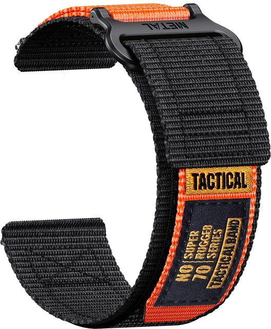 Uhrenarmband Nylon, Klettverschluss, 20 mm, Schwarz, Unisex - Bild 1