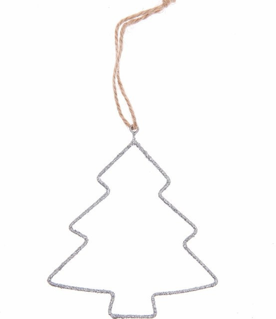 Rico Design Metallhänger Tannenbaum in Glitter-Silber für Weihnachten, B/H: 10 x 10 cm - Bild 1