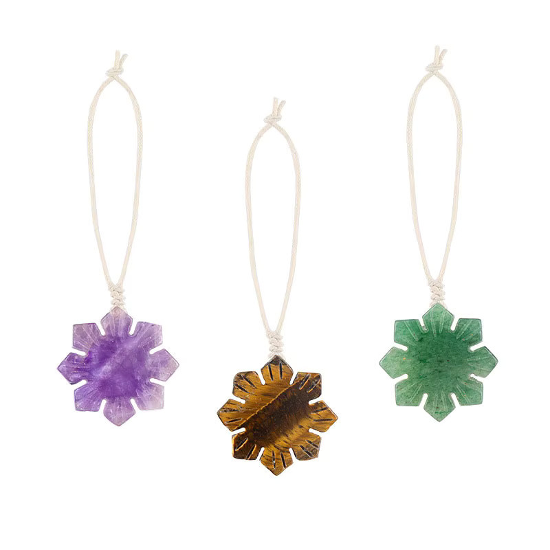 Anhänger Naturstein Schneeflocke Blume, Amethyst, Tigerauge, Opal, Unisex - Bild 2