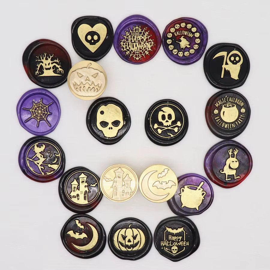 EASTSHANER Halloween Wachssiegelstempel Kopf Retro Vintage Siegelstempel 25 mm Multicolor - Bild 2