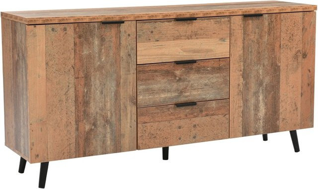 okwish Sideboard mit verstellbaren Regalen für Wohnzimmer und Esszimmer, Braun, B/T/H: 140 x 35 x 70 cm - Bild 1