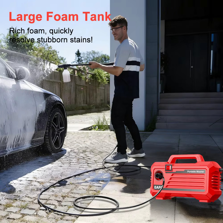 EAFC Elektrischer Hochdruckreiniger mit 2000W und 200 Bar in Rot - Bild 4