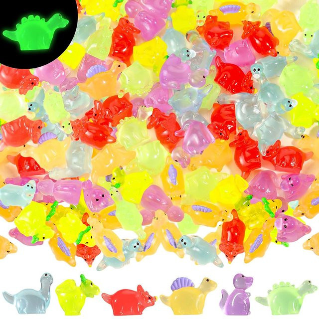 30 Stück leuchtende Mini-Dinosaurier-Figuren aus Kunstharz in Multicolour für DIY-Handwerk und Puppenhaus-Dekoration von MICROUND - Bild 1