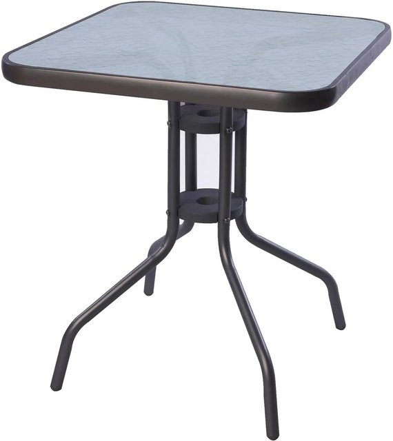 Lex Bistrotisch für Garten, Balkon und Terrasse aus Glas und Stahl in Dunkelgrau, B/T/H: 60 x 60 x 70 cm - Bild 1