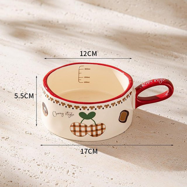 Yiran toy 1 Keramik Frühstückstasse im Retro-Cartoon-Stil mit niedlichem Haustier-Design, Weiß, 300 ml - Bild 1