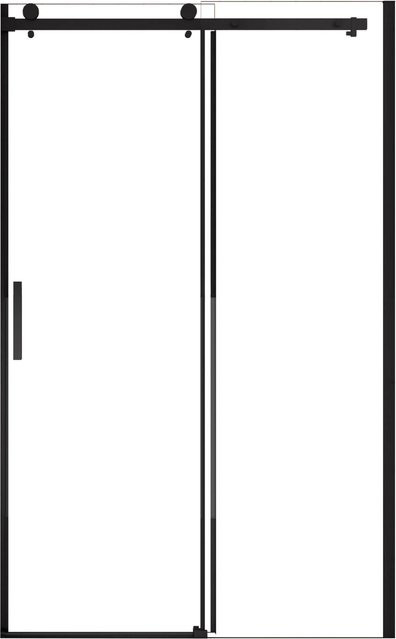 AICA Schiebetür Duschkabine Nischentür aus Nano ESG-Glas in Schwarz und Transparent, B: 140 cm, H: 200 cm - Bild 1