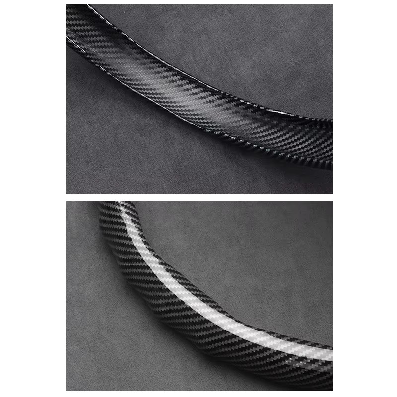 Hocasen Lenkradbezug in Carbon-Optik für Mitsubishi, Wave-Shaped Sports Design Schutzhülle, Farbe: Schwarz - Bild 3