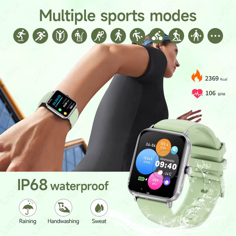 LIGE Smartwatch für Herren und Damen in Schwarz mit Volltouchscreen, Sport- und Fitnessuhr, IP68 wasserdicht und Bluetooth-Funktion für Android und iOS - Bild 3