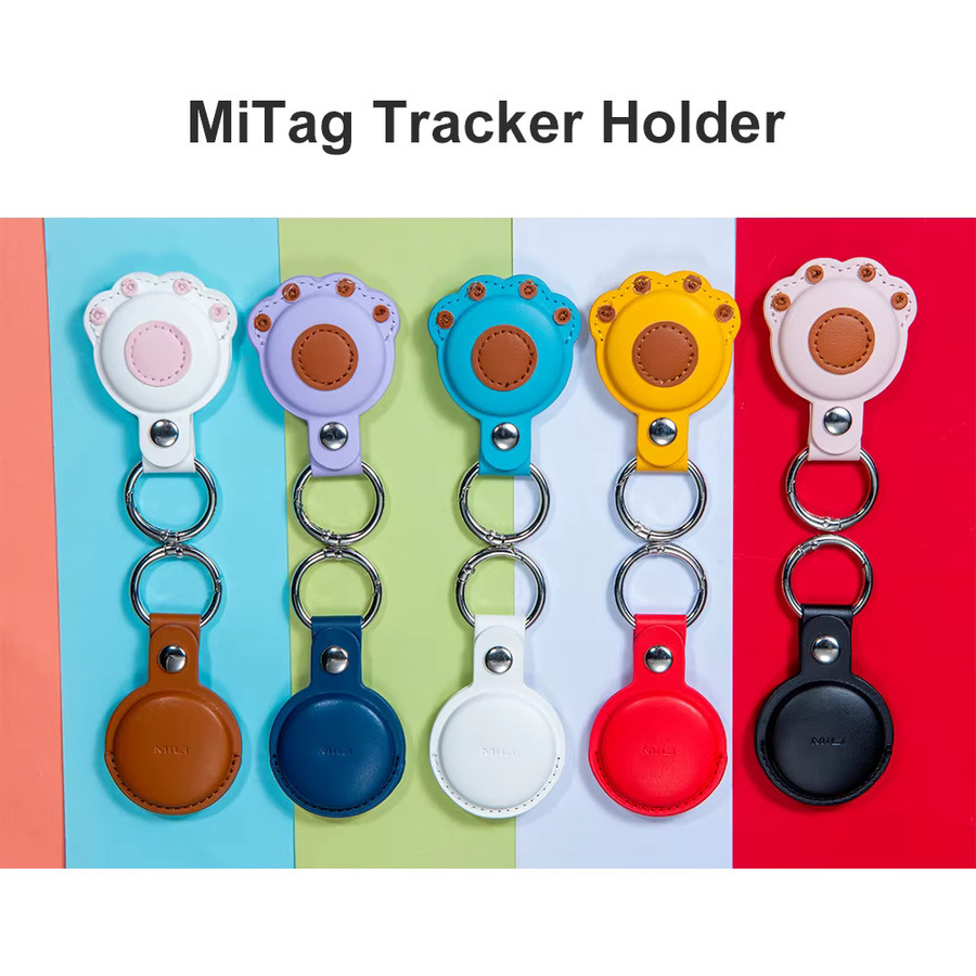 MiTag Duo Smart Tracker Halterung Lederhülle für Lifemate als Schlüsselanhänger in Rot/Mehrfarbig, kompatibel mit 37/38mm Durchmesser - Bild 2