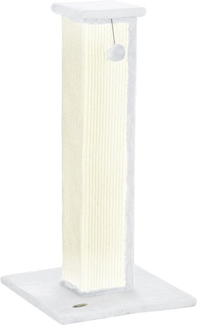 PawHut Kratzbaum aus Sisal und Plüsch mit Spielkugel in Weiß und Creme, B/T/H: 41 x 41 x 81 cm, von Aosom - Bild 1
