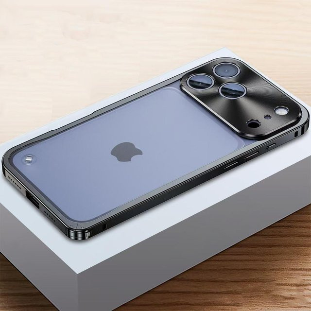 Maoxiaowei Metallrahmen-Schutzhülle für iPhone mit Objektivschutz und transparenter Rückseite - Bild 1