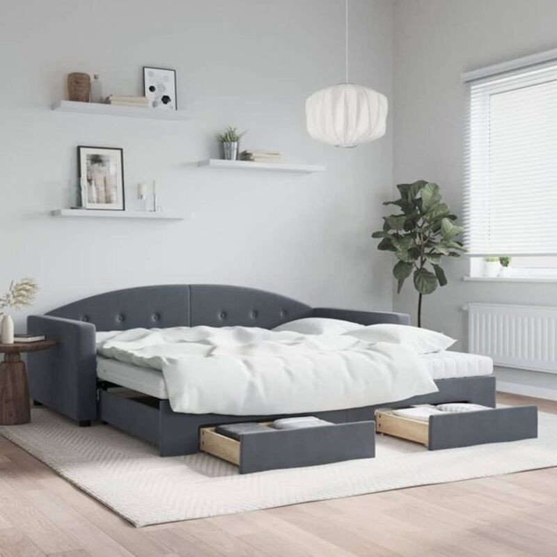 Vidaxl Funktionsbett Tagesbett aus Samt mit Schubladen in Anthrazit B/T/H: 200 x 100 x 75 cm - Bild 1