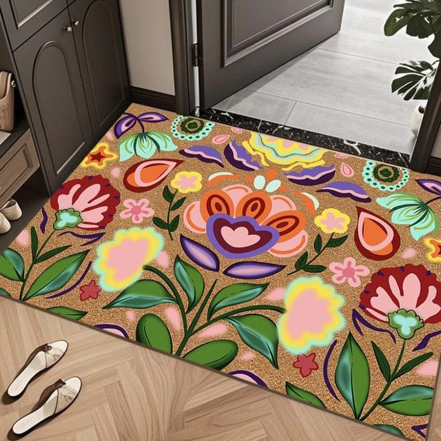 Lodestar Fußmatte mit buntem Floral-Design, schmutzabweisend und rutschfest, B/L: 120 x 160 cm - Bild 1