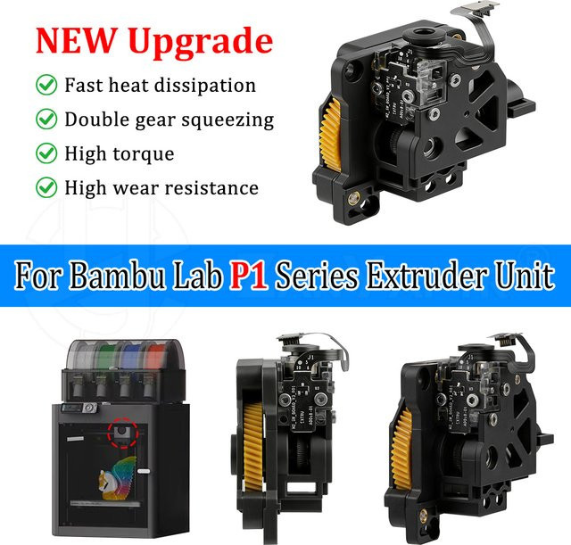 Bambu Lab Extruder-Ersatzteile für P1P und P1S FDM 3D-Drucker in Schwarz - Bild 1