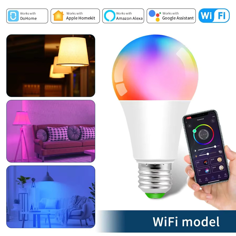 Dohome Smart LED Glühbirne E27 RGB mit WLAN und Bluetooth, kompatibel mit Alexa, Google Assistant und Homekit, Multicolour - Bild 5