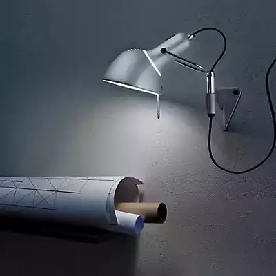 Lumina Naomi Wandleuchte aus Aluminium in Weiß und Silber