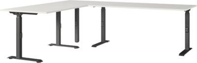 Eckschreibtisch Agenda mechanisch höhenverstellbar Lichtgrau/Schwarz B: 240 cm, T: 200 cm, H: 68-91 cm - Bild 1