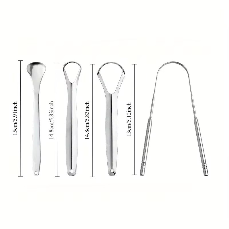 YJYIBEI Zungenschaber-Set aus Edelstahl, 4-teilig, Unisex - Bild 2