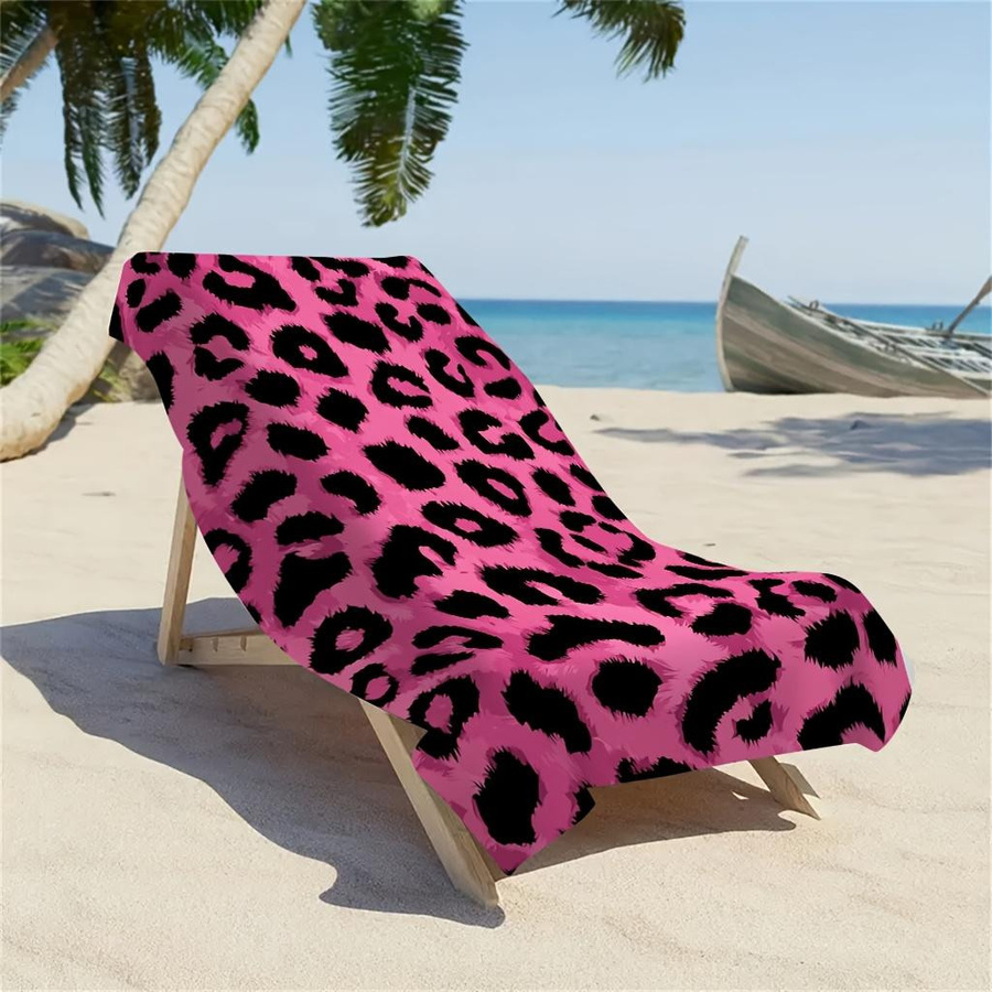 Shanika Chen Mikrofaser-Strandtuch in Rosa mit Leopardenmuster, ultra-weich und saugfähig, B: 40 cm, H: 60 cm - Bild 5