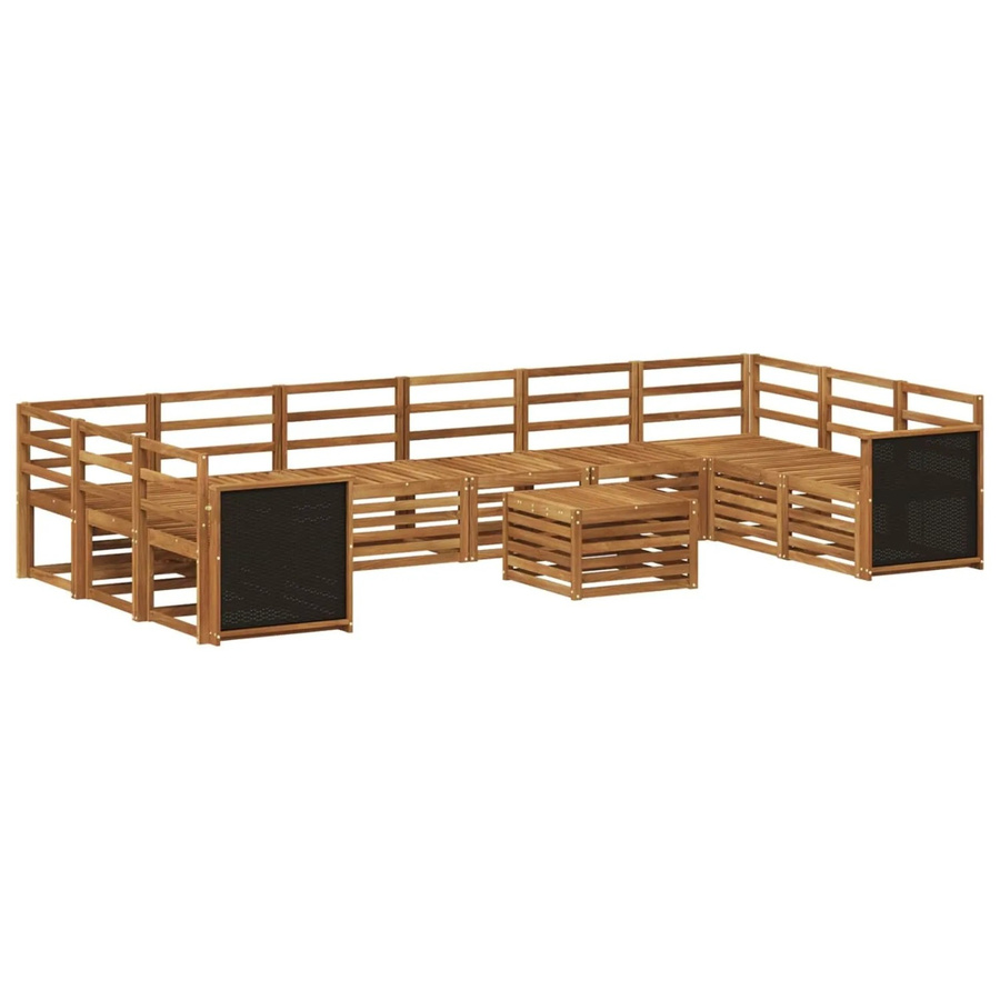 vidaXL Outdoor-Sofagarnitur aus Massivholz Akazie in Natur, 8-teiliges Set mit Tisch und Sesseln im modernen Latten-Design - Bild 2