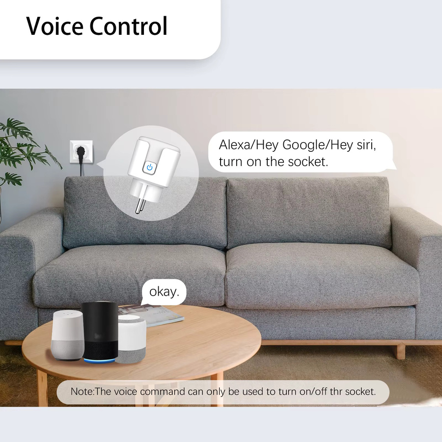 Tuya Smart Plug EU mit WLAN und Energieverbrauchsüberwachung, kompatibel mit Google Home und Alexa, Weiß - Bild 2