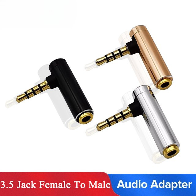 BSN Audio Stereo Adapter 3,5mm Klinke auf 90-Grad-Winkel Buchse, Silber - Bild 1