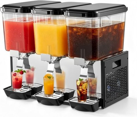 VEVOR Elektrischer Getränkespender mit 2 x 12 l PC-Behältern, 7-12 °C, transparent mit Rührstab und Auffangschale - Bild 1