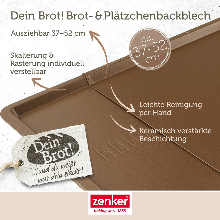 Zenker Backblech ausziehbar, rechteckig, beschichtet, braun, B: 37-52 cm - Bild 3