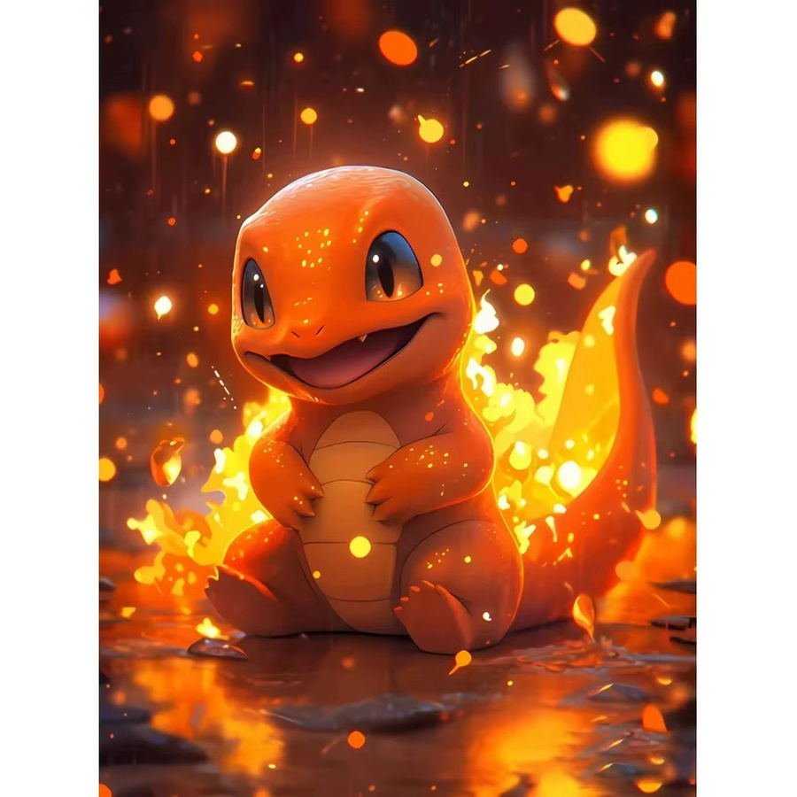 Potdemiel Pokemon Diamant Malerei Kit mit Cartoon Dinosaurier Little Fire Dragon für DIY Mosaik Stickerei und Home Dekoration - Bild 4