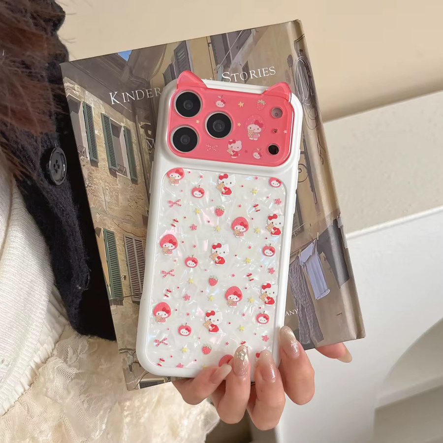 Ruijian Erdbeer Handyhülle für iPhone 17 Pro Max 16 Pro Max 15 Stoßfeste Schutzhülle mit niedlichem Cartoon-Design in Rosa - Bild 2