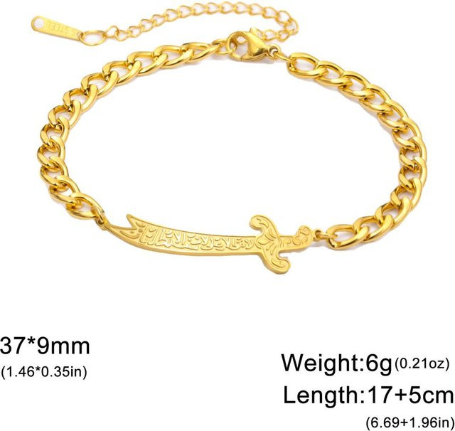 Armband Edelstahl, Silber, Zulfiqar Schwert, Unisex - Bild 1
