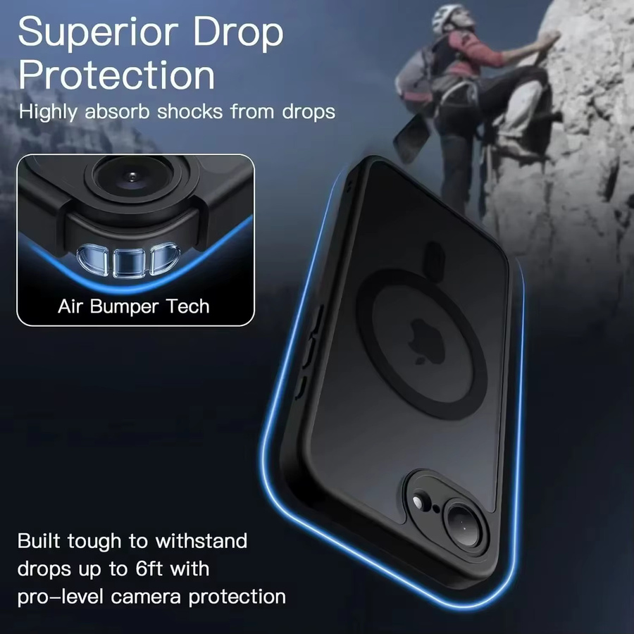 MagSafe Matte Clear Case für Apple iPhone 17 Air und 17 Pro Max mit Riemen, Kameraschutz und stoßfester Abdeckung, Transparent - Bild 2