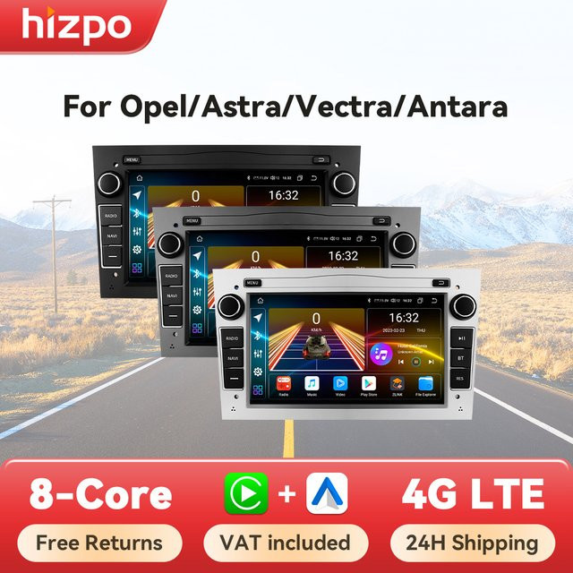 Hizpo 7 Zoll Autoradio Multimedia mit CarPlay, WIFI und Bluetooth für Opel Astra H J, Vectra, Vauxhall Antara, Zafira, Corsa C D, Vivaro und Meriva in Schwarz - Bild 1