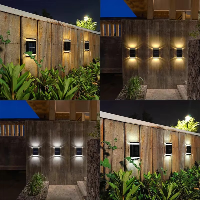 SHENZHITECH Solar-LED-Wandleuchte in Schwarz mit warmweißem Licht für Außenbereich und Garten - Bild 4